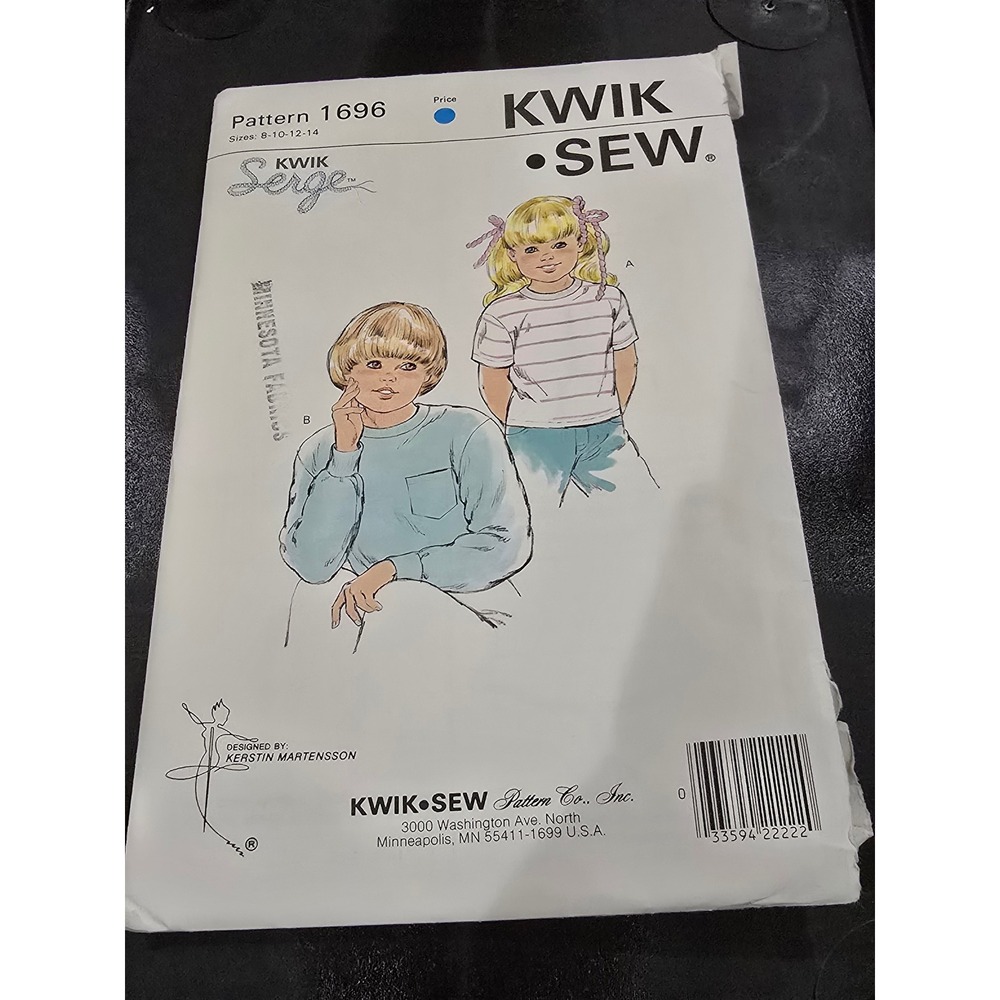 Kwik Sew 1696 Girls T-Shirt Sewing Pattern Sizes 8-14 Kerstin Martensson Vintage